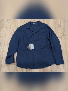 $1450 Mens CANALI "Nuvola" Wool/Silk/Linen Blend Shirt Jacket Navy 56 US 46